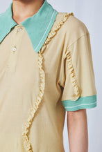 画像をギャラリービューアに読み込む, Wavy Frill polo shirt 2colors