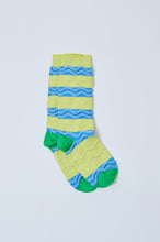 画像をギャラリービューアに読み込む, Tokone×MEGMIURA WARDROBE Wavy stripe socks Lemon×Sky