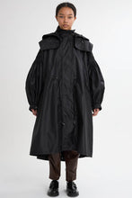 画像をギャラリービューアに読み込む, 2WAY Pin tuck Leather like Nylon Long Mods coat Black