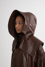 画像をギャラリービューアに読み込む, 2WAY Pin tuck Leather like Nylon Long Mods coat Brown
