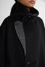 画像をギャラリービューアに読み込む, Stand Collar Rever Coat Black