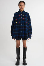 画像をギャラリービューアに読み込む, Scratch Check Flower shirts Blue check