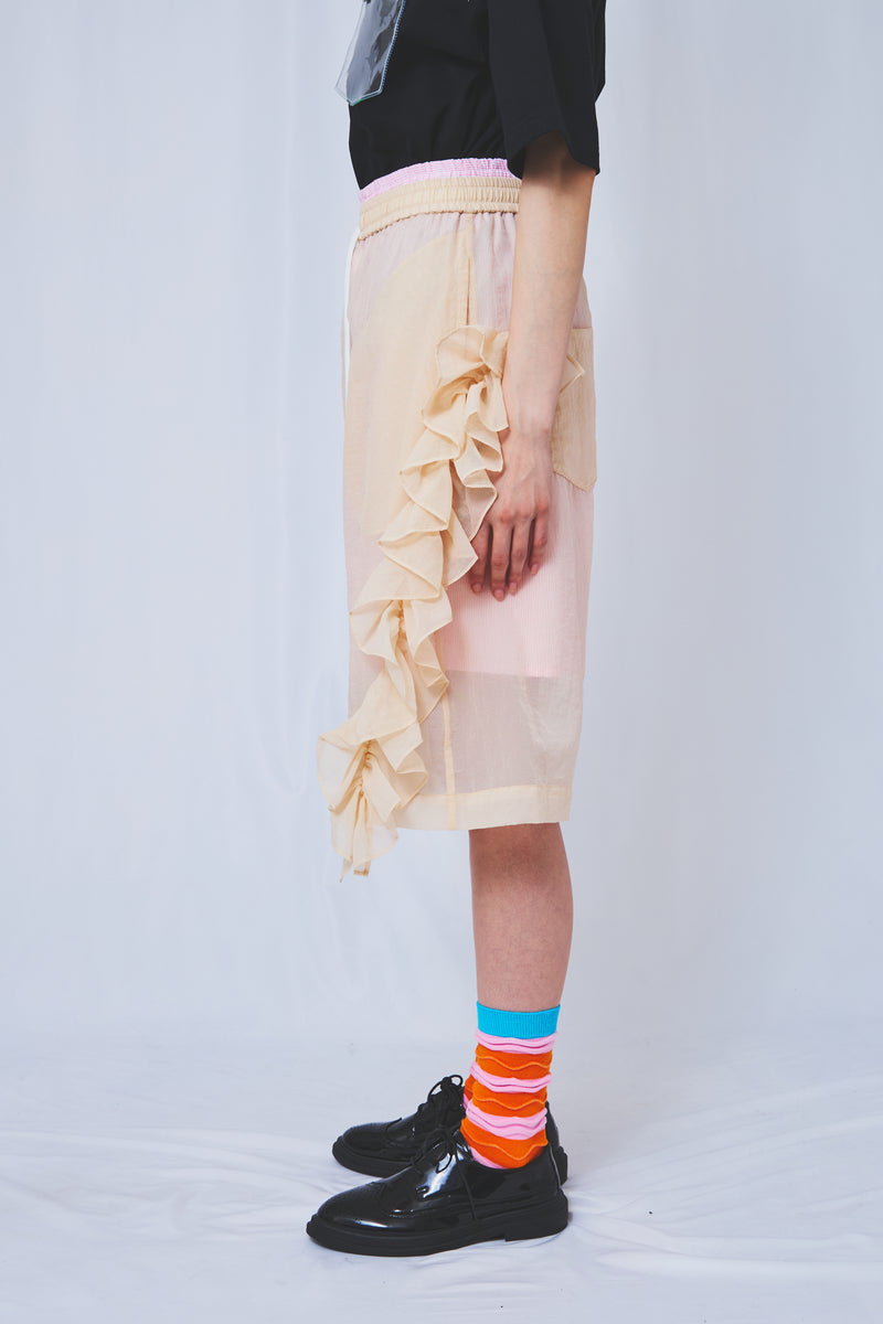 See-through frill pants Ecru – MEGMIURA WARDROBE
