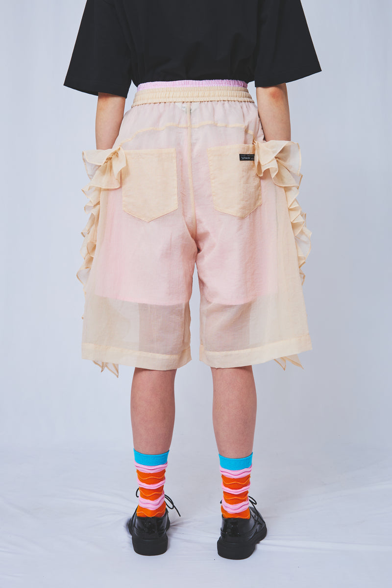See-through frill pants Ecru – MEGMIURA WARDROBE