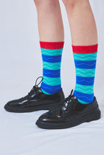 画像をギャラリービューアに読み込む, Tokone×MEGMIURA WARDROBE Wavy stripe socks David Blue