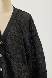 Shirring lace cardigan Black