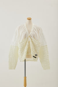 Shirring lace cardigan White