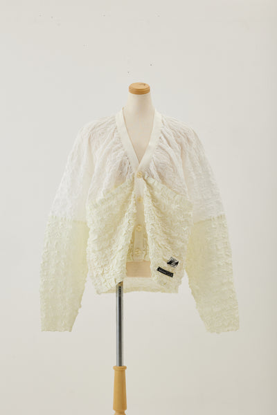 Shirring lace cardigan White