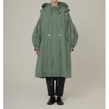 画像をギャラリービューアに読み込む, 2Way Pin tuck Nylon Long Mods coat  4Color
