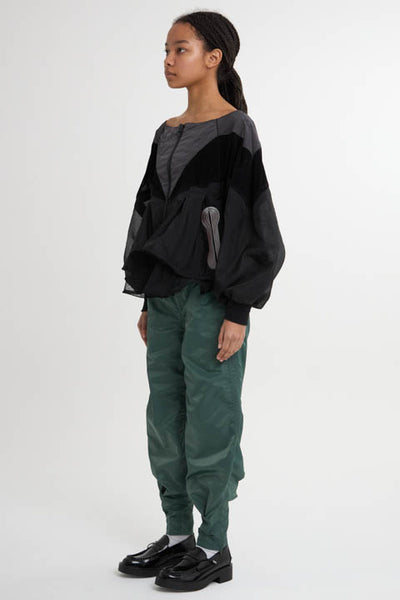 Boat Neck Layered Windbreaker Black