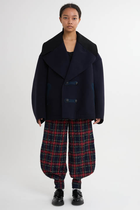Crazy Pattern P coat Navy
