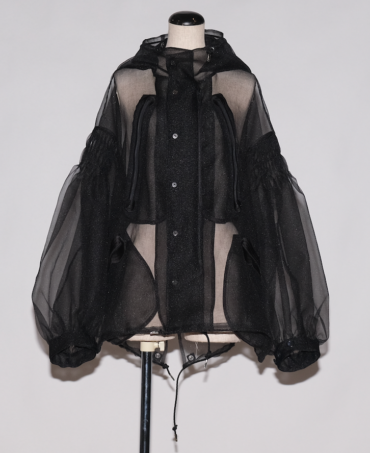 See-through Pin tuck Nylon Short Mods coat