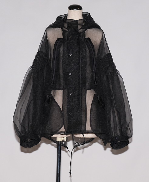 See-through Pin tuck Nylon Short Mods coat