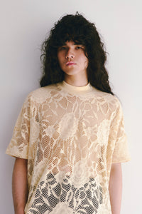 Flower Jacquard tee Ecru