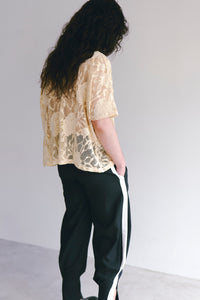 Flower Jacquard tee Ecru