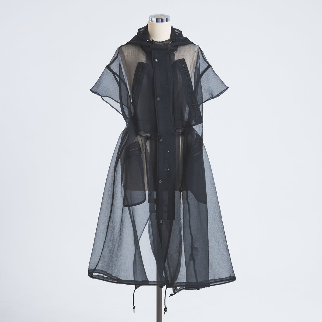 See-through French Sleeve Cape Dress