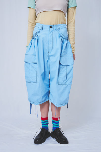 Pin tuck cargo cropped pants 4colors