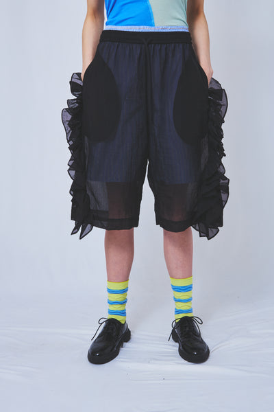 See-through frill pants 2colors