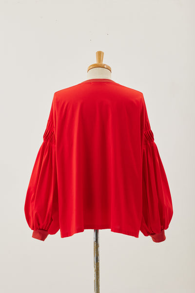 Pin tuck long sleeve tee  Red