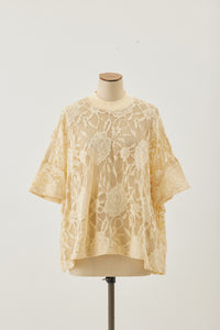 Flower Jacquard tee Ecru