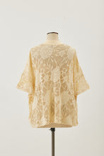 画像をギャラリービューアに読み込む, Flower Jacquard tee Ecru
