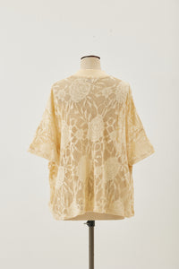 Flower Jacquard tee Ecru