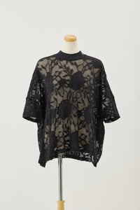 Flower Jacquard tee Black