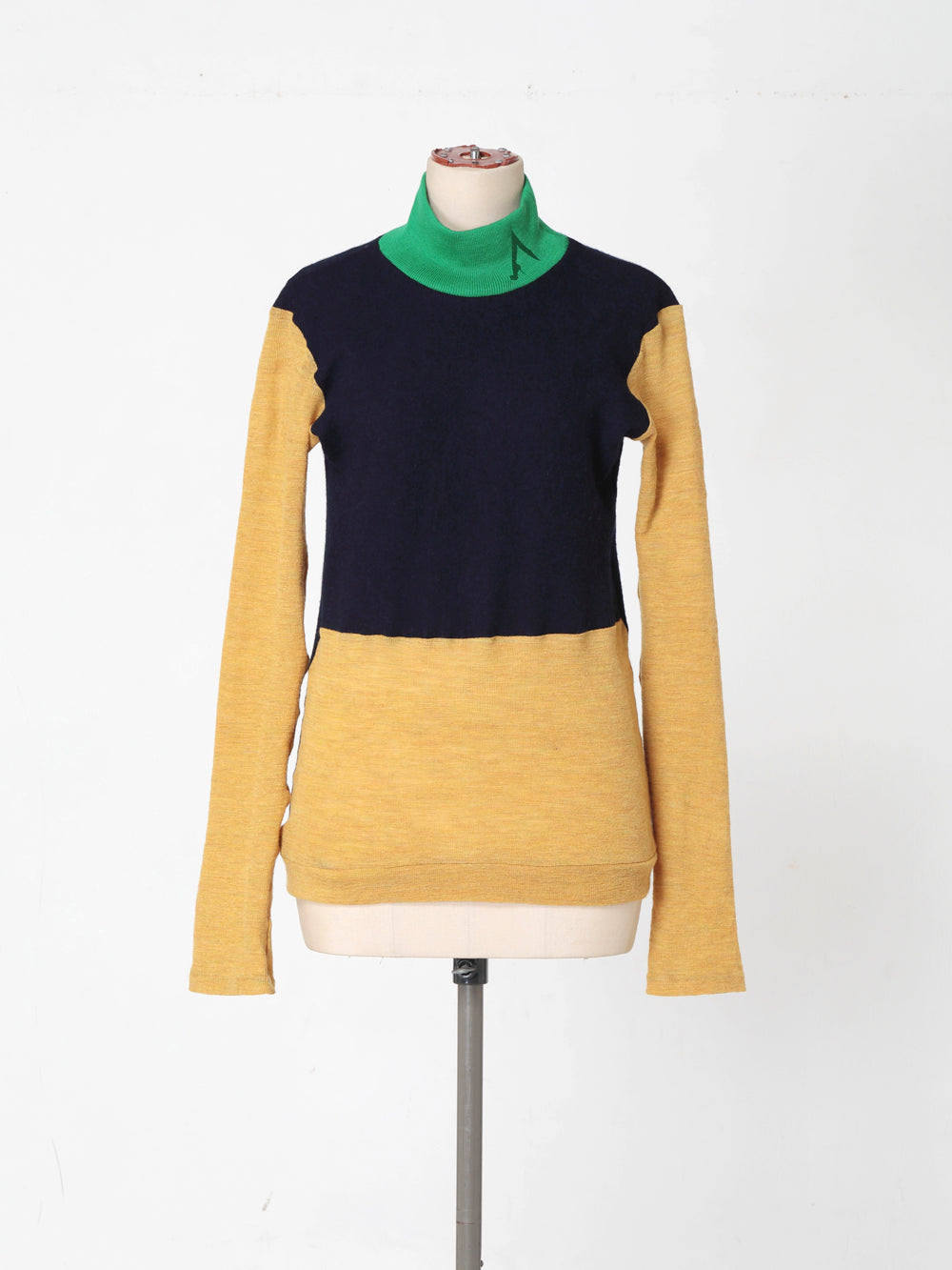 Slim fit knit Green×Yellow