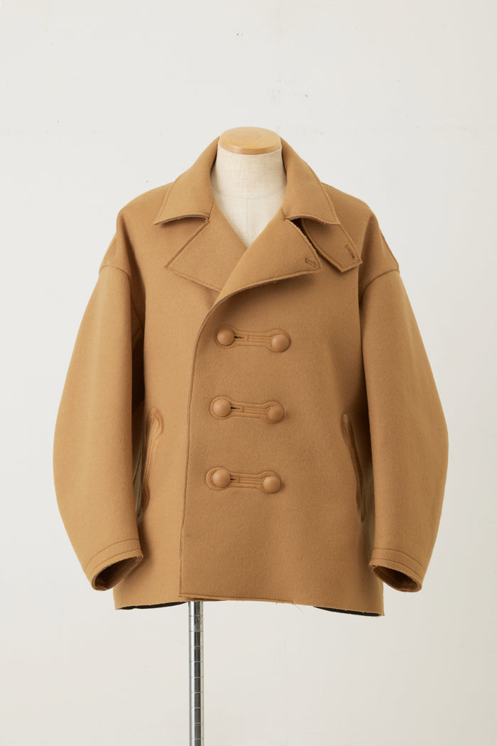 Short P Coat Camel