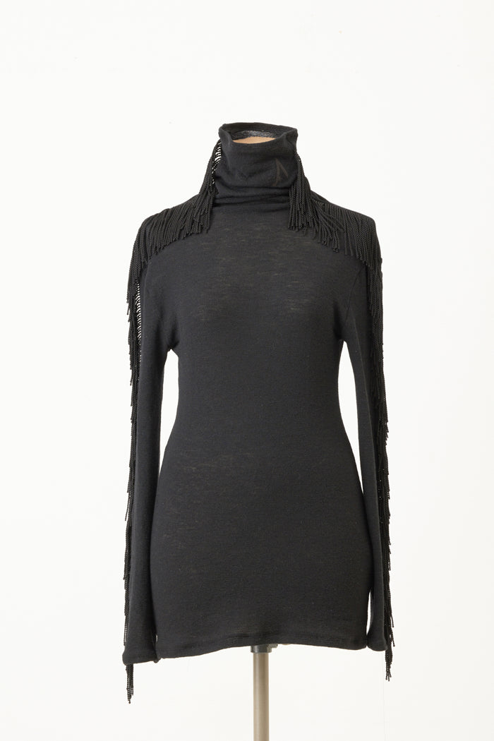 Fringe skin knit Black