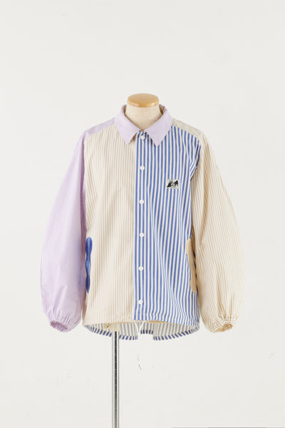 Beige Stripe Coach Jacket