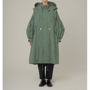 2Way Pin tuck Nylon Long Mods coat  4Color