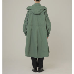 2Way Pin tuck Nylon Long Mods coat  4Color