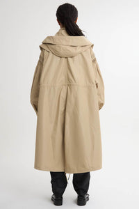 2WAY Pin tuck Leather like Nylon Long Mods coat　3Colors