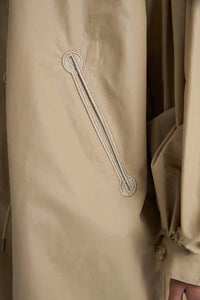 2WAY Pin tuck Leather like Nylon Long Mods coat　3Colors