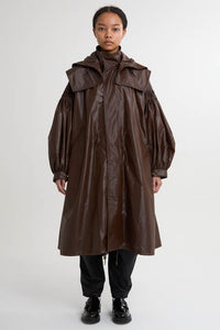 2WAY Pin tuck Leather like Nylon Long Mods coat　3Colors