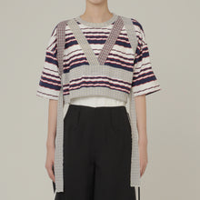 画像をギャラリービューアに読み込む, 2Way Stripe Short Tee 2Colors

