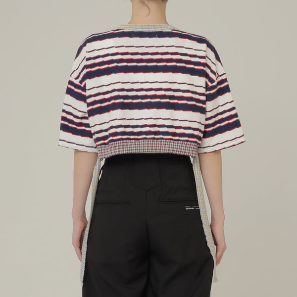 !Pre-Order! 2Way Stripe Short Tee 2Colors
