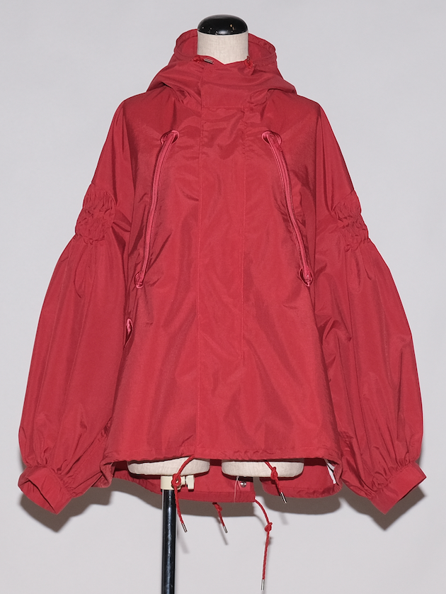 Pin tuck Nylon Short Mods coat Red