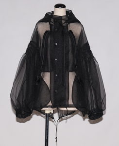 See-through Pin tuck Nylon Short Mods coat