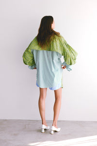 !Pre-Order! Flower embroidered tuck short pants:Leaf Green