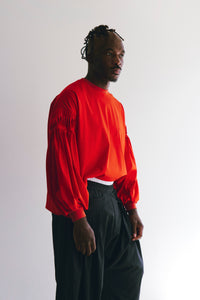 Pin tuck long sleeve tee  Red