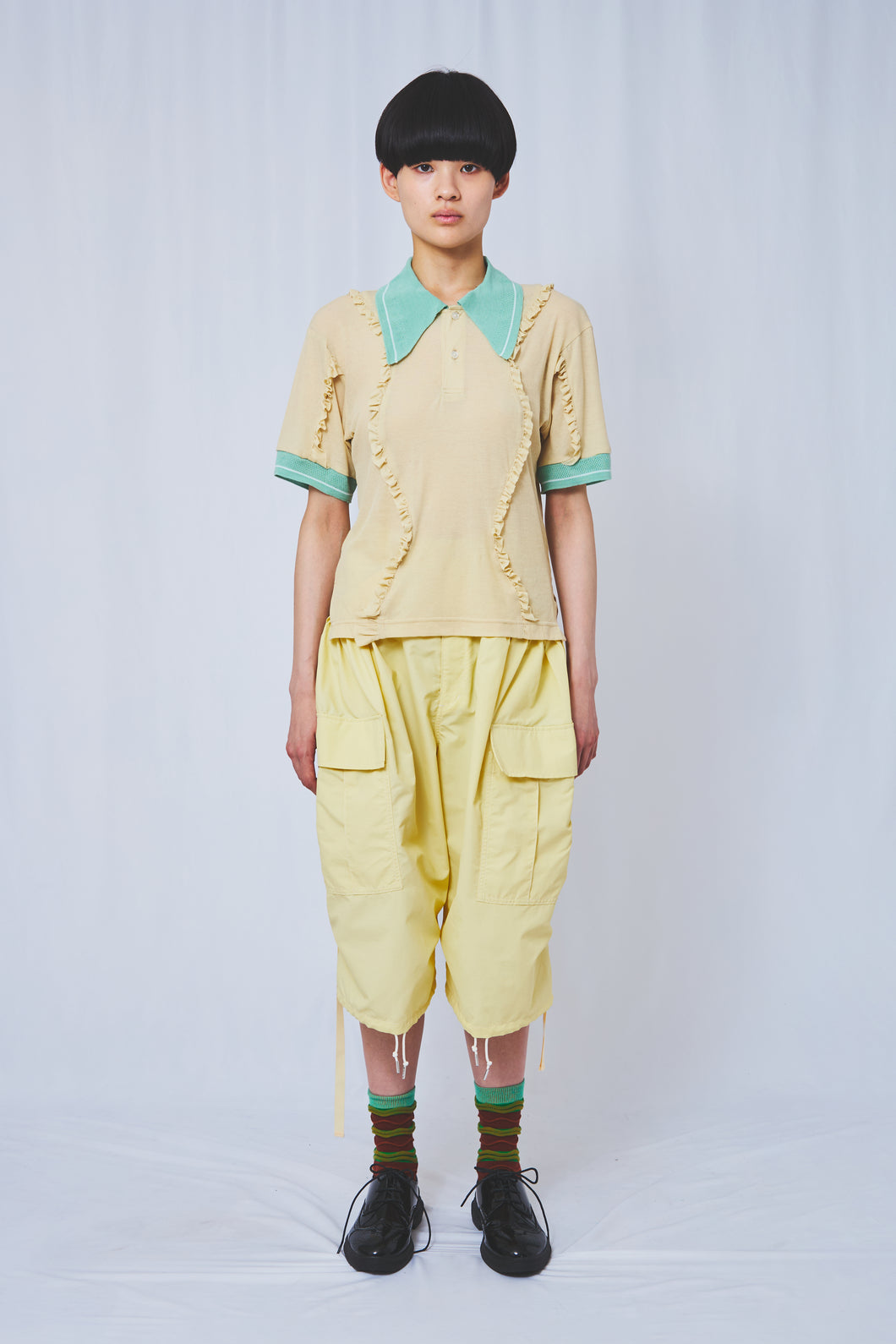 !Pre order!  Wavy Frill polo shirt 2colors