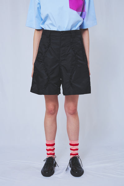 Wavy Frill French short Pants Black