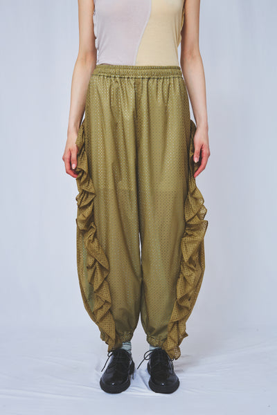 !Pre order!  Perforated nylon Frill Pants 2colors
