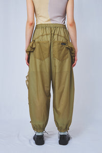 !Pre order!  Perforated nylon Frill Pants 2colors
