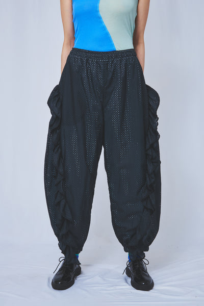 Perforated nylon Frill Pants 3colors