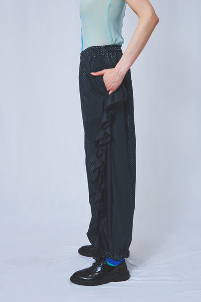 Perforated nylon Frill Pants 3colors