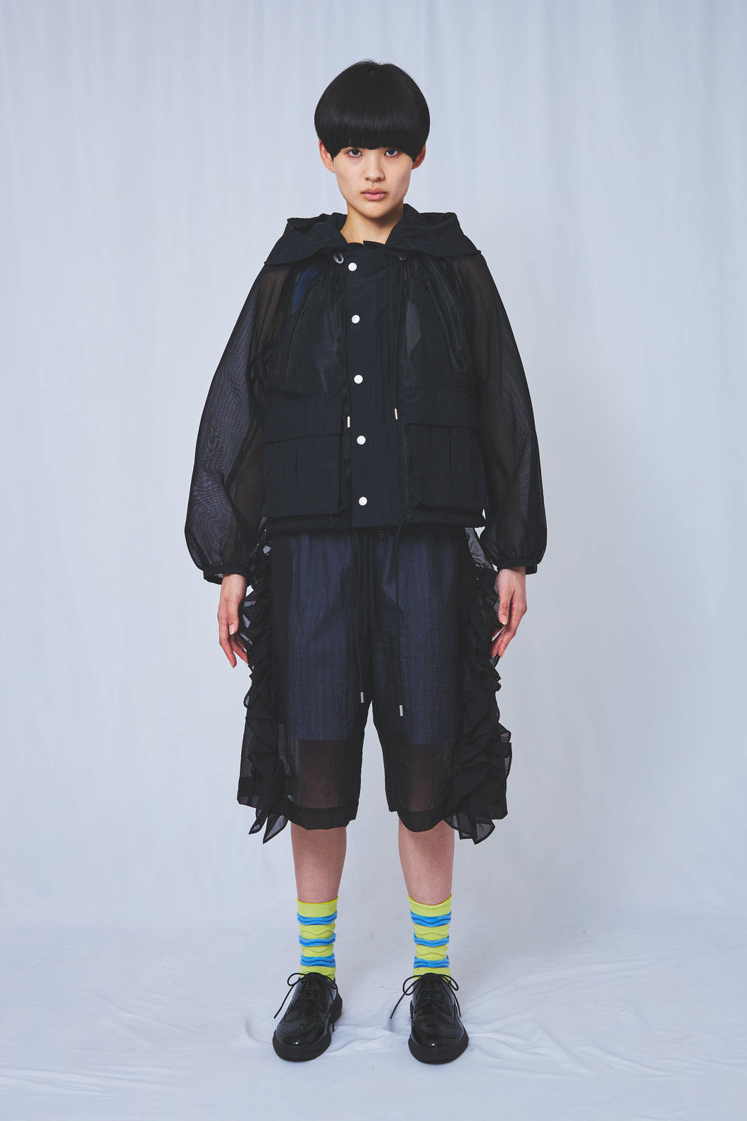 ジャケット・アウター meagratia see through BL Reversible see-through Jacket Black – MEGMIURA WARDROBE
