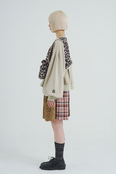 Padded Quilted Leopard Vest Beige Leopard